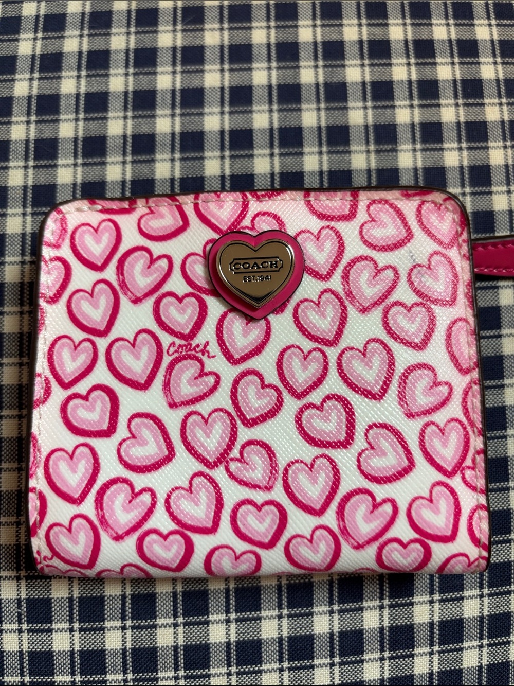 Coach Valentine’s Pink Heart Print Zip Wallet